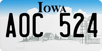 IA license plate AOC524