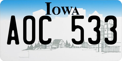 IA license plate AOC533