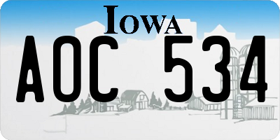 IA license plate AOC534