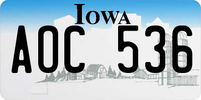 IA license plate AOC536