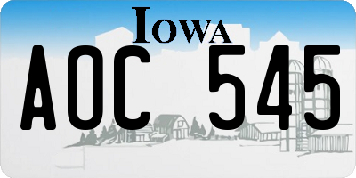 IA license plate AOC545