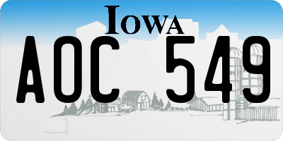 IA license plate AOC549