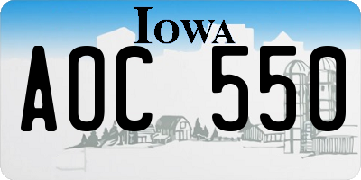 IA license plate AOC550