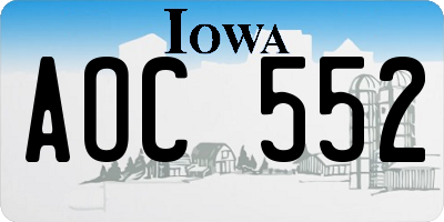 IA license plate AOC552