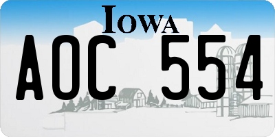 IA license plate AOC554