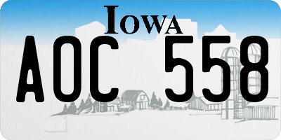 IA license plate AOC558