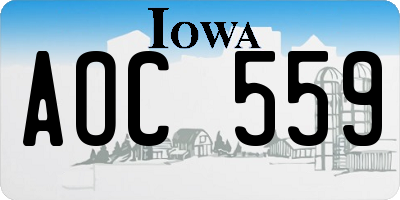 IA license plate AOC559