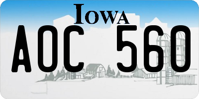 IA license plate AOC560