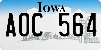 IA license plate AOC564
