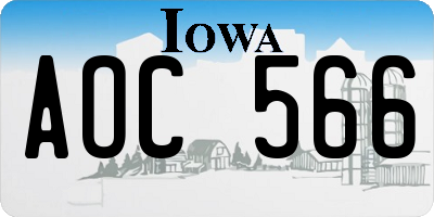 IA license plate AOC566