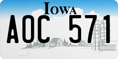 IA license plate AOC571