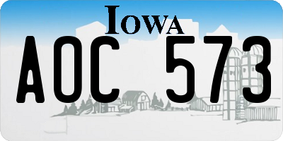IA license plate AOC573