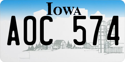 IA license plate AOC574