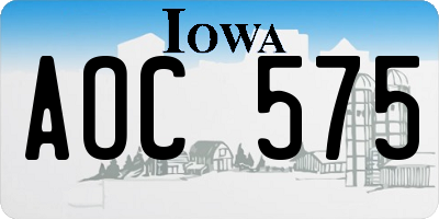IA license plate AOC575