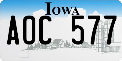 IA license plate AOC577