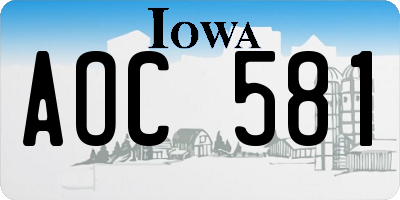 IA license plate AOC581