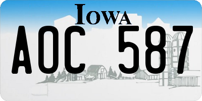 IA license plate AOC587