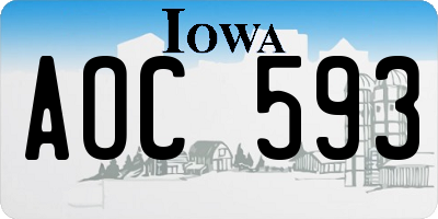 IA license plate AOC593