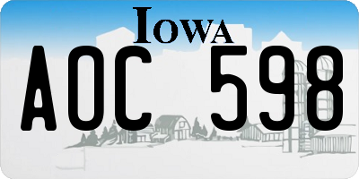 IA license plate AOC598