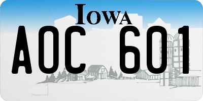 IA license plate AOC601