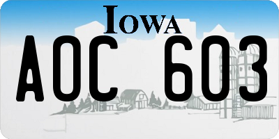 IA license plate AOC603