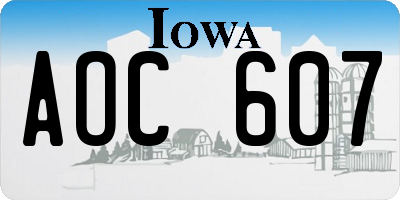 IA license plate AOC607