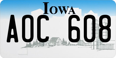 IA license plate AOC608
