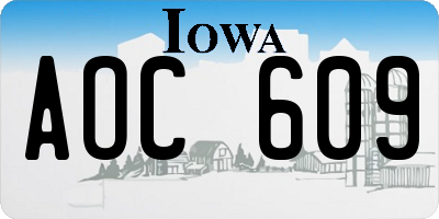 IA license plate AOC609
