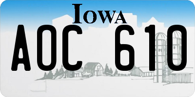 IA license plate AOC610