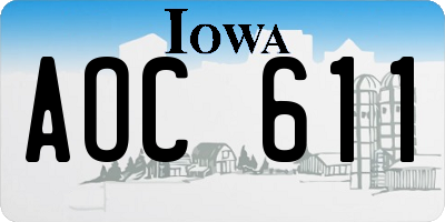 IA license plate AOC611