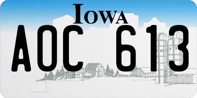 IA license plate AOC613