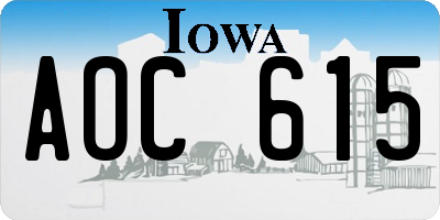 IA license plate AOC615