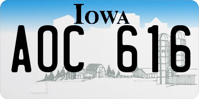 IA license plate AOC616