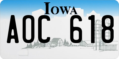 IA license plate AOC618