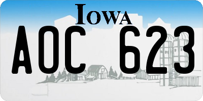 IA license plate AOC623