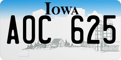 IA license plate AOC625