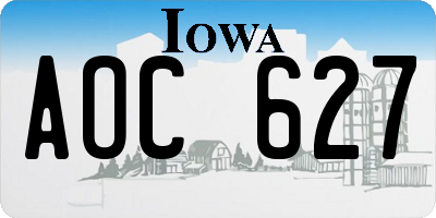 IA license plate AOC627
