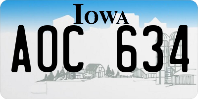 IA license plate AOC634