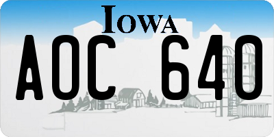 IA license plate AOC640