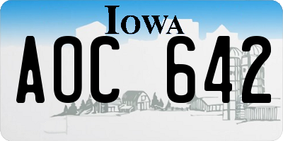 IA license plate AOC642