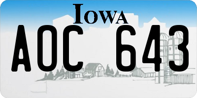 IA license plate AOC643