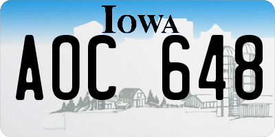 IA license plate AOC648