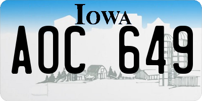 IA license plate AOC649