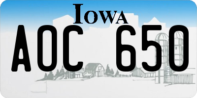 IA license plate AOC650