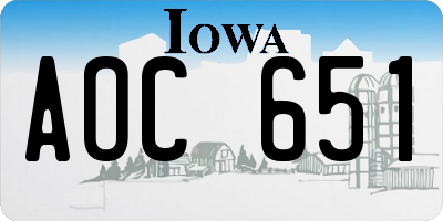 IA license plate AOC651