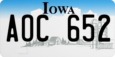 IA license plate AOC652