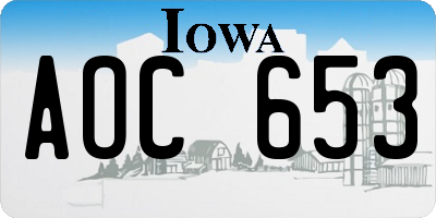 IA license plate AOC653