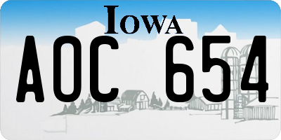 IA license plate AOC654