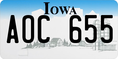 IA license plate AOC655