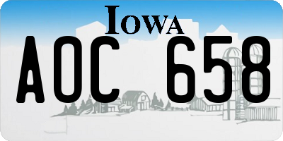 IA license plate AOC658